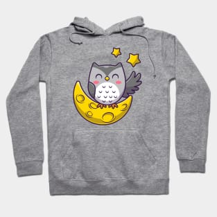 Cute Owl With Moon And Stars Hoodie